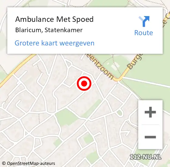 Locatie op kaart van de 112 melding: Ambulance Met Spoed Naar Blaricum, Statenkamer op 1 juli 2015 09:10