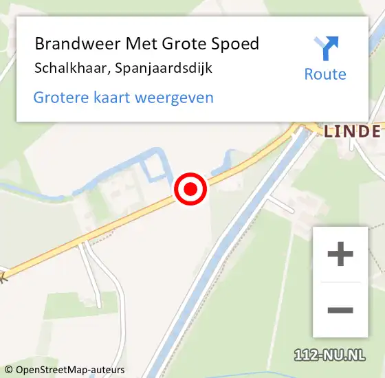 Locatie op kaart van de 112 melding: Brandweer Met Grote Spoed Naar Schalkhaar, Spanjaardsdijk op 1 juli 2015 09:41