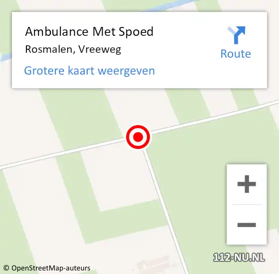 Locatie op kaart van de 112 melding: Ambulance Met Spoed Naar Rosmalen, Vreeweg op 1 juli 2015 09:59