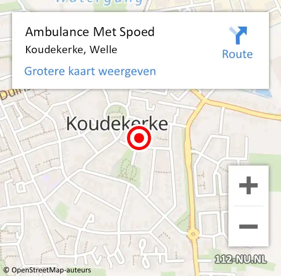 Locatie op kaart van de 112 melding: Ambulance Met Spoed Naar Koudekerke, Welle op 1 juli 2015 11:07