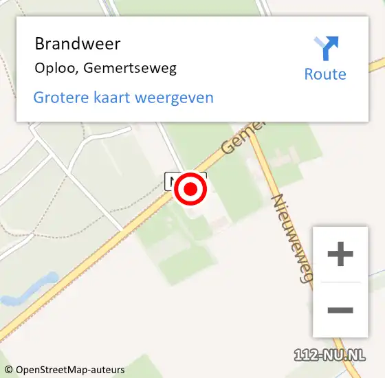 Locatie op kaart van de 112 melding: Brandweer Oploo, Gemertseweg op 12 november 2013 17:22