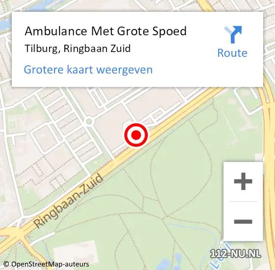 Locatie op kaart van de 112 melding: Ambulance Met Grote Spoed Naar Tilburg, Ringbaan Zuid op 1 juli 2015 12:02