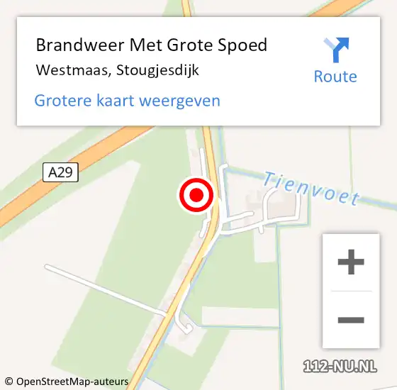 Locatie op kaart van de 112 melding: Brandweer Met Grote Spoed Naar Westmaas, Stougjesdijk op 1 juli 2015 12:29