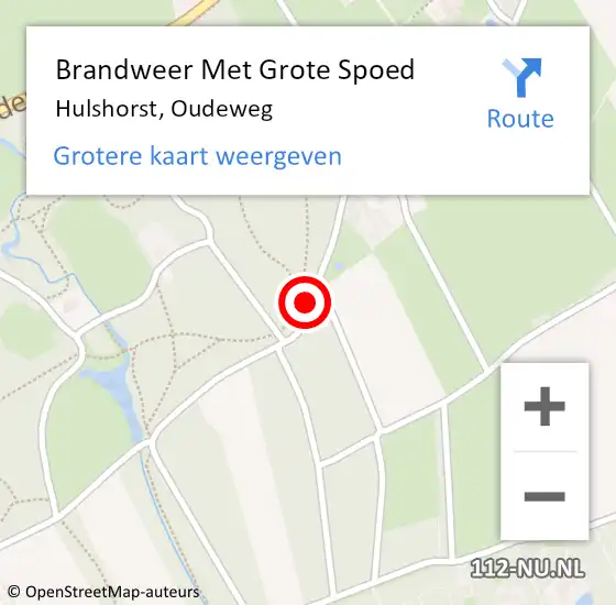 Locatie op kaart van de 112 melding: Brandweer Met Grote Spoed Naar Hulshorst, Oudeweg op 1 juli 2015 12:42