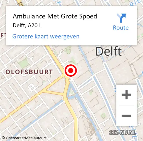 Locatie op kaart van de 112 melding: Ambulance Met Grote Spoed Naar Delft, A20 L op 1 juli 2015 12:45