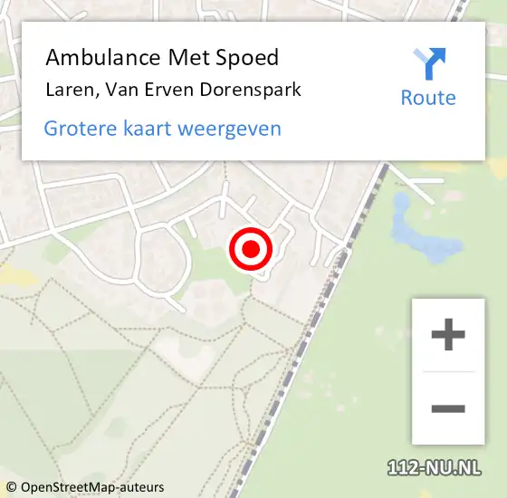 Locatie op kaart van de 112 melding: Ambulance Met Spoed Naar Laren, Van Erven Dorenspark op 1 juli 2015 12:53