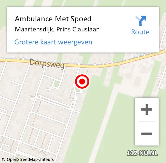 Locatie op kaart van de 112 melding: Ambulance Met Spoed Naar Maartensdijk, Prins Clauslaan op 1 juli 2015 13:04