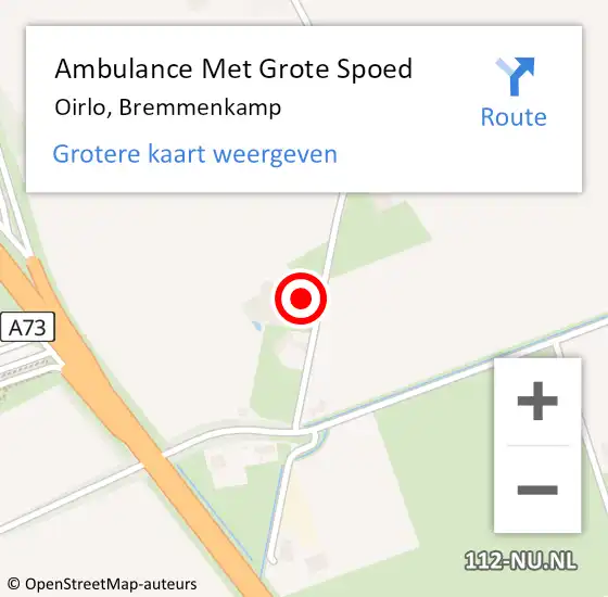 Locatie op kaart van de 112 melding: Ambulance Met Grote Spoed Naar Oirlo, Bremmenkamp op 1 juli 2015 13:58