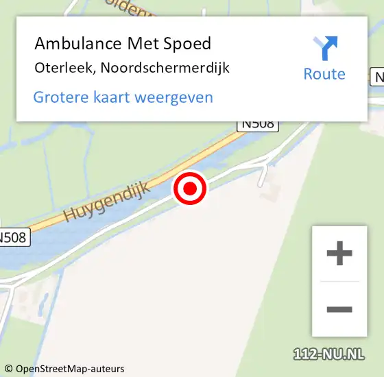 Locatie op kaart van de 112 melding: Ambulance Met Spoed Naar Oterleek, Noordschermerdijk op 1 juli 2015 15:03