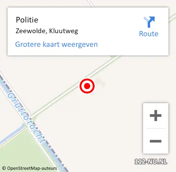 Locatie op kaart van de 112 melding: Politie Zeewolde, Kluutweg op 1 juli 2015 15:11