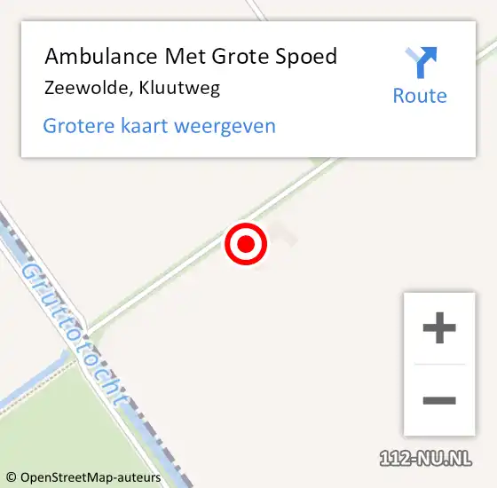 Locatie op kaart van de 112 melding: Ambulance Met Grote Spoed Naar Zeewolde, Kluutweg op 1 juli 2015 15:11