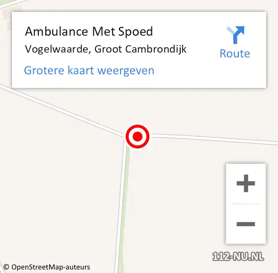 Locatie op kaart van de 112 melding: Ambulance Met Spoed Naar Vogelwaarde, Groot Cambrondijk op 1 juli 2015 15:23