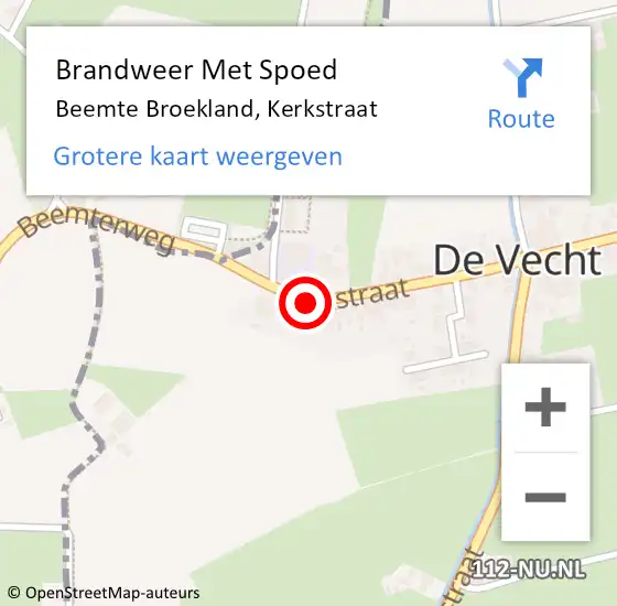 Locatie op kaart van de 112 melding: Brandweer Met Spoed Naar Beemte Broekland, Kerkstraat op 1 juli 2015 15:24