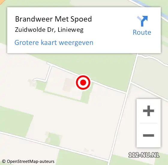 Locatie op kaart van de 112 melding: Brandweer Met Spoed Naar Zuidwolde Dr, Linieweg op 1 juli 2015 16:27