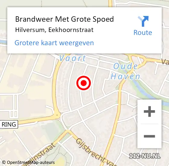 Locatie op kaart van de 112 melding: Brandweer Met Grote Spoed Naar Hilversum, Eekhoornstraat op 1 juli 2015 16:40