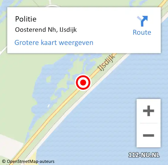 Locatie op kaart van de 112 melding: Politie Oosterend Nh, IJsdijk op 1 juli 2015 16:58