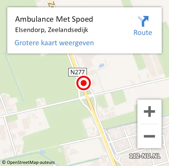 Locatie op kaart van de 112 melding: Ambulance Met Spoed Naar Elsendorp, Zeelandsedijk op 1 juli 2015 17:00