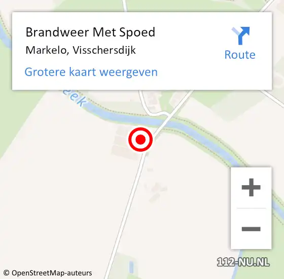 Locatie op kaart van de 112 melding: Brandweer Met Spoed Naar Markelo, Visschersdijk op 1 juli 2015 17:21