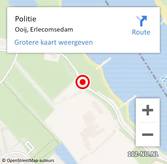 Locatie op kaart van de 112 melding: Politie Ooij, Erlecomsedam op 1 juli 2015 17:21
