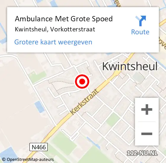 Locatie op kaart van de 112 melding: Ambulance Met Grote Spoed Naar Kwintsheul, Vorkotterstraat op 1 juli 2015 17:26