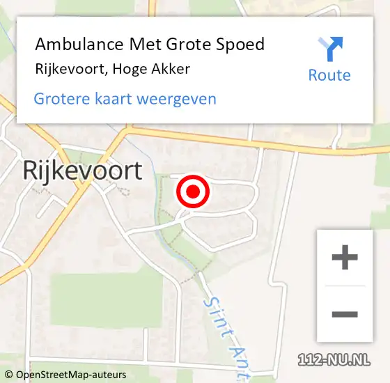 Locatie op kaart van de 112 melding: Ambulance Met Grote Spoed Naar Rijkevoort, Hoge Akker op 1 juli 2015 17:26