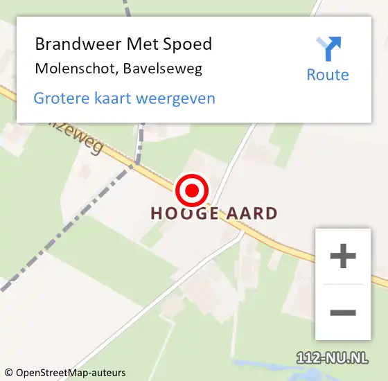 Locatie op kaart van de 112 melding: Brandweer Met Spoed Naar Molenschot, Bavelseweg op 1 juli 2015 17:32