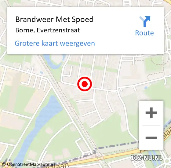 Locatie op kaart van de 112 melding: Brandweer Met Spoed Naar Borne, Evertzenstraat op 1 juli 2015 17:33