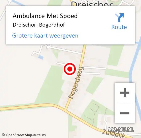 Locatie op kaart van de 112 melding: Ambulance Met Spoed Naar Dreischor, Bogerdhof op 1 juli 2015 18:31