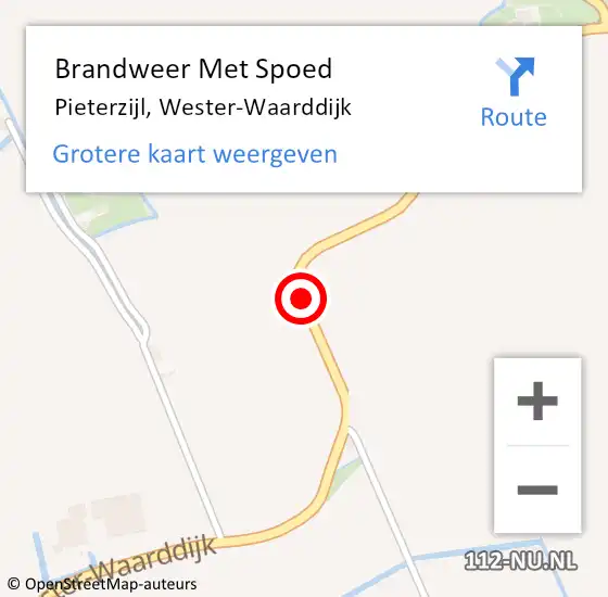 Locatie op kaart van de 112 melding: Brandweer Met Spoed Naar Pieterzijl, Wester-Waarddijk op 1 juli 2015 18:58