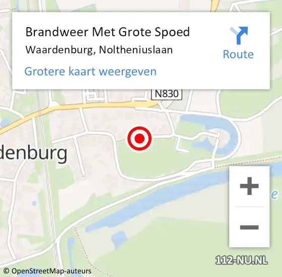 Locatie op kaart van de 112 melding: Brandweer Met Grote Spoed Naar Waardenburg, Noltheniuslaan op 1 juli 2015 19:05