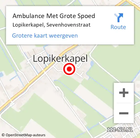 Locatie op kaart van de 112 melding: Ambulance Met Grote Spoed Naar Lopikerkapel, Sevenhovenstraat op 1 juli 2015 19:20