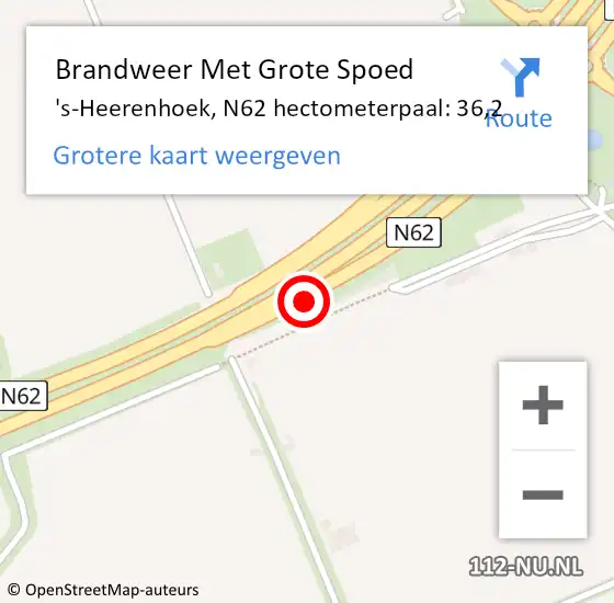 Locatie op kaart van de 112 melding: Brandweer Met Grote Spoed Naar 's-Heerenhoek, N62 hectometerpaal: 36,2 op 12 november 2013 18:22