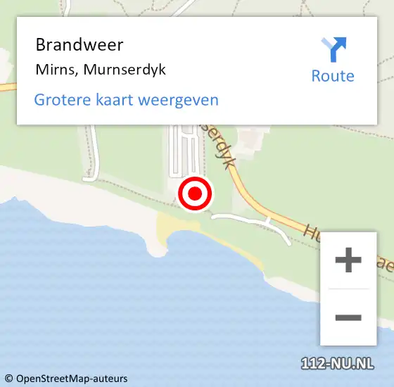 Locatie op kaart van de 112 melding: Brandweer Mirns, Murnserdyk op 1 juli 2015 19:26