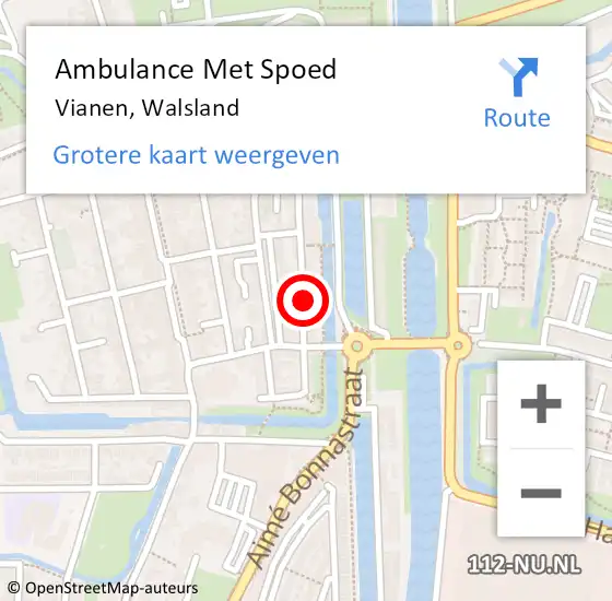 Locatie op kaart van de 112 melding: Ambulance Met Spoed Naar Vianen, Walsland op 1 juli 2015 20:03