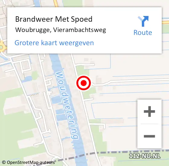 Locatie op kaart van de 112 melding: Brandweer Met Spoed Naar Woubrugge, Vierambachtsweg op 1 juli 2015 20:23