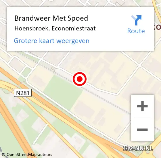 Locatie op kaart van de 112 melding: Brandweer Met Spoed Naar Hoensbroek, Economiestraat op 1 juli 2015 21:40