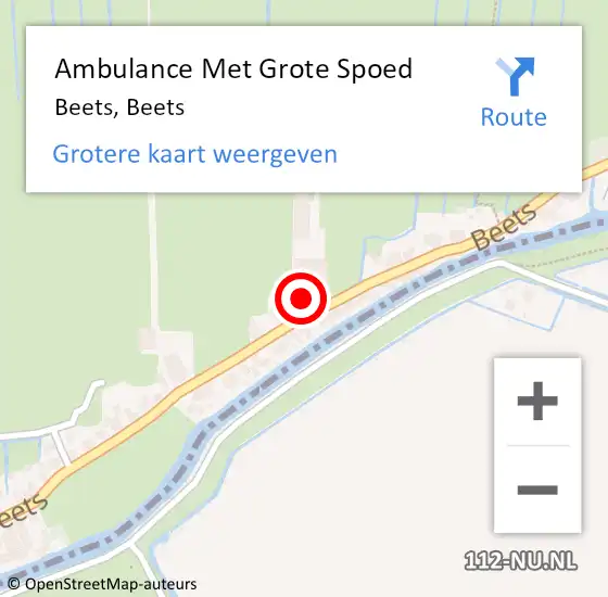 Locatie op kaart van de 112 melding: Ambulance Met Grote Spoed Naar Beets, Beets op 1 juli 2015 21:45