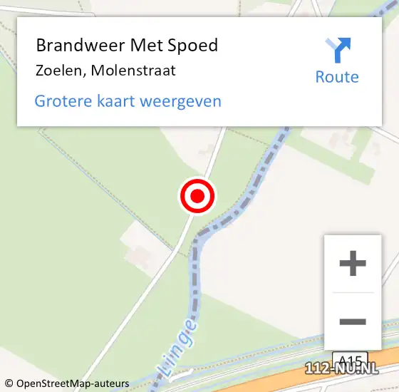 Locatie op kaart van de 112 melding: Brandweer Met Spoed Naar Zoelen, Molenstraat op 1 juli 2015 22:42