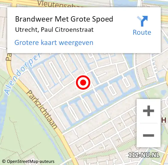 Locatie op kaart van de 112 melding: Brandweer Met Grote Spoed Naar Utrecht, Paul Citroenstraat op 1 juli 2015 23:19