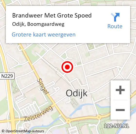 Locatie op kaart van de 112 melding: Brandweer Met Grote Spoed Naar Odijk, Boomgaardweg op 2 juli 2015 09:42