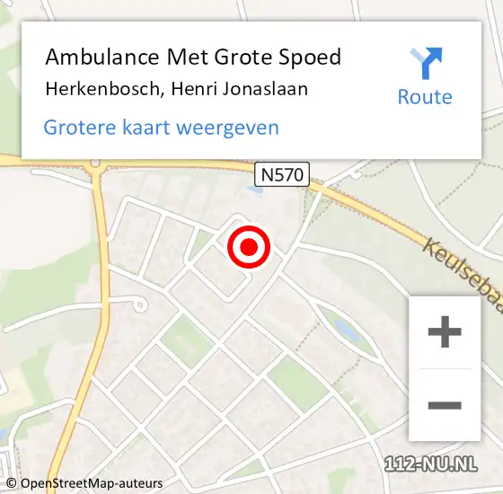 Locatie op kaart van de 112 melding: Ambulance Met Grote Spoed Naar Herkenbosch, Henri Jonaslaan op 2 juli 2015 09:42