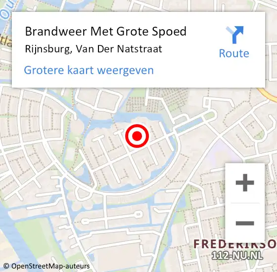 Locatie op kaart van de 112 melding: Brandweer Met Grote Spoed Naar Rijnsburg, Van Der Natstraat op 2 juli 2015 09:58