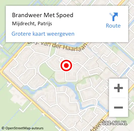 Locatie op kaart van de 112 melding: Brandweer Met Spoed Naar Mijdrecht, Patrijs op 2 juli 2015 10:00