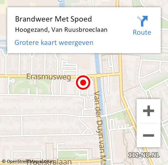 Locatie op kaart van de 112 melding: Brandweer Met Spoed Naar Hoogezand, Van Ruusbroeclaan op 2 juli 2015 10:15