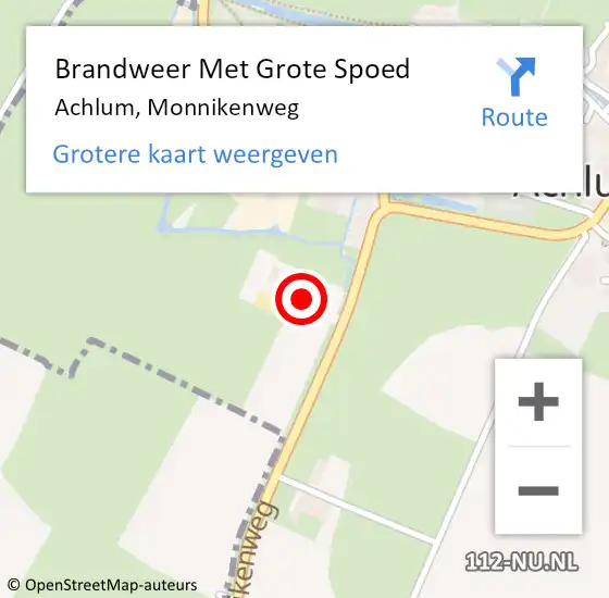 Locatie op kaart van de 112 melding: Brandweer Met Grote Spoed Naar Achlum, Monnikenweg op 2 juli 2015 10:34