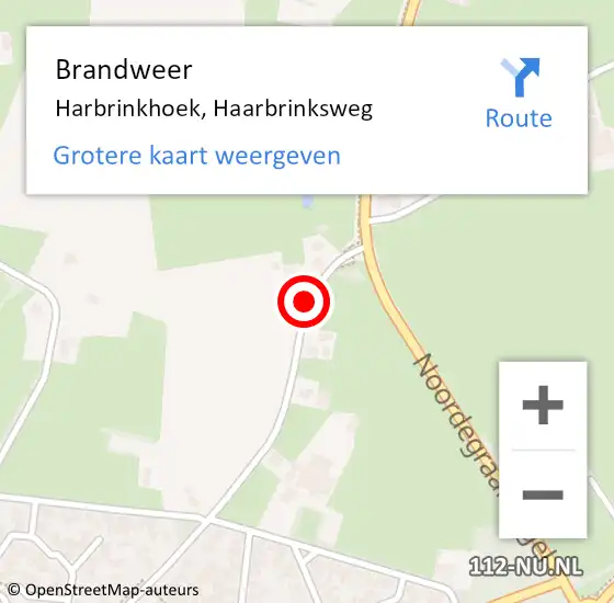 Locatie op kaart van de 112 melding: Brandweer Harbrinkhoek, Haarbrinksweg op 2 juli 2015 11:11