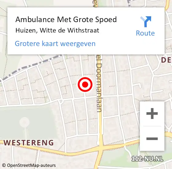 Locatie op kaart van de 112 melding: Ambulance Met Grote Spoed Naar Huizen, Witte de Withstraat op 2 juli 2015 12:16