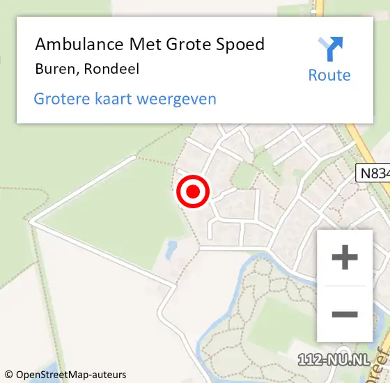 Locatie op kaart van de 112 melding: Ambulance Met Grote Spoed Naar Buren, Rondeel op 2 juli 2015 12:18