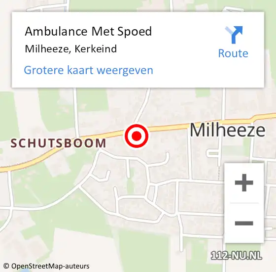 Locatie op kaart van de 112 melding: Ambulance Met Spoed Naar Milheeze, Kerkeind op 2 juli 2015 12:53