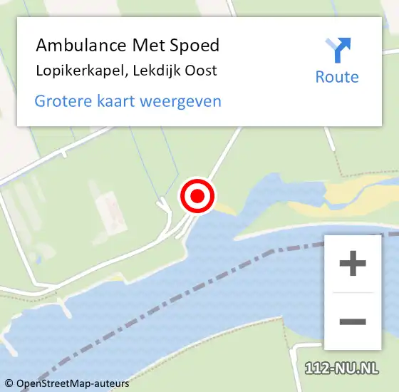 Locatie op kaart van de 112 melding: Ambulance Met Spoed Naar Lopikerkapel, Lekdijk Oost op 2 juli 2015 13:19